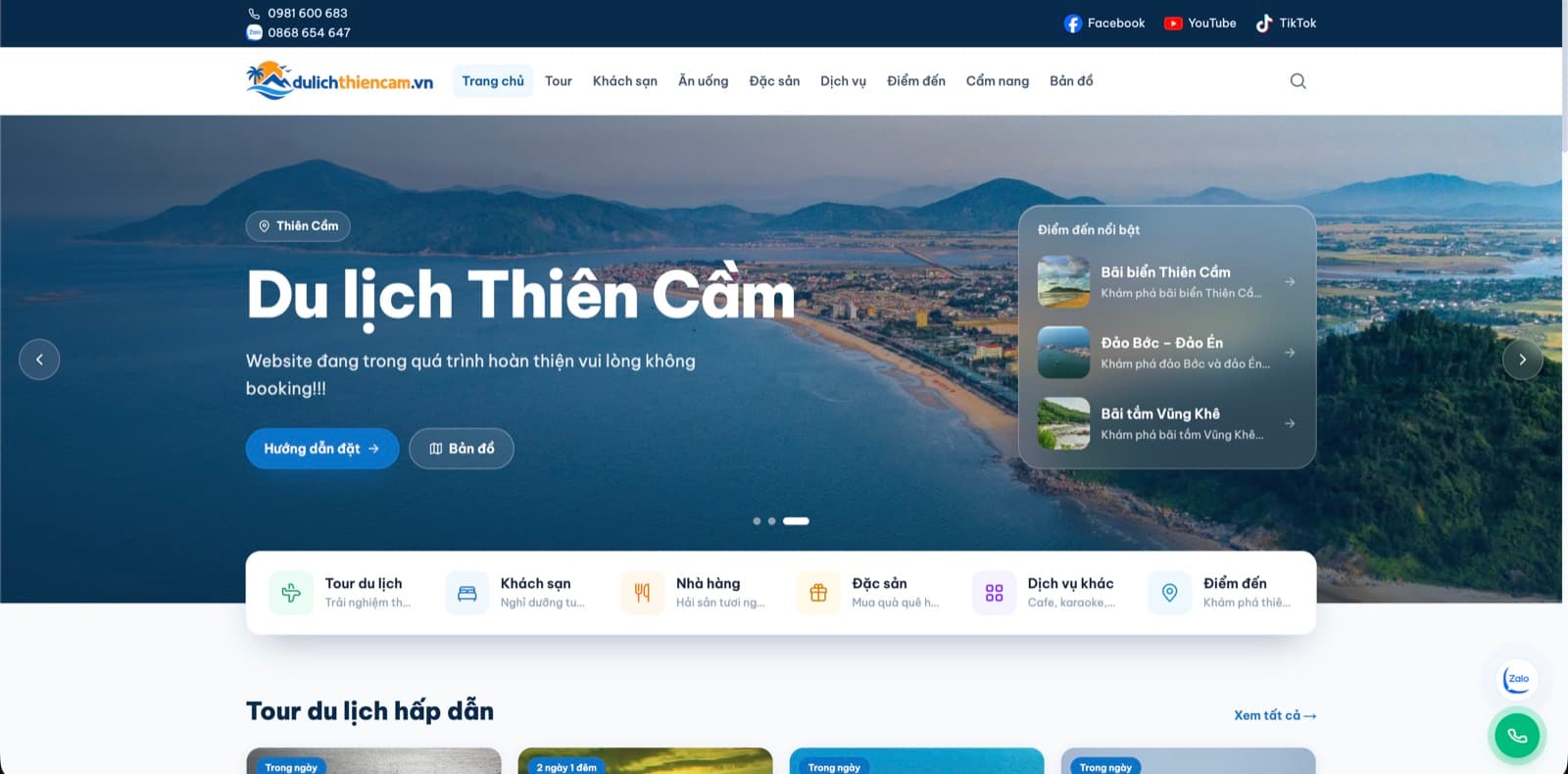 Du lịch Thiên Cầm — booking & CRM